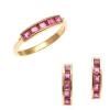 18ct Vintage Ruby Earrings and Ring Set