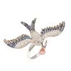 18ct White Gold Flying Swallow Bird Diamond and Sapphire Ring