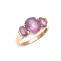 9ct Three Stone Amethyst Ring