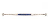 Platinum Art Deco Sapphire Diamond Brooch