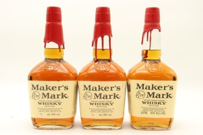 (3) Maker's Mark Kentucky Straight Bourbon Whisky, 45% ABV, 1000ml