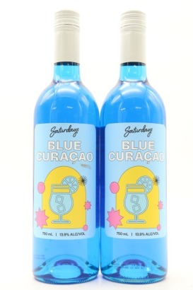 (2) Saturday's Blue Curacao, New Zealand, 13.9% ABV, 750ml