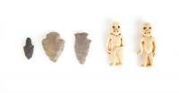 A Pair of African Flat Primitive Carved Ivory Child Figures