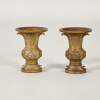 A Pair of Antique Signed Chinese Bronze Vases