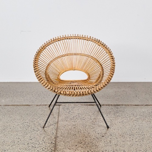 A Mid-Century Rattan and Metal Armchair