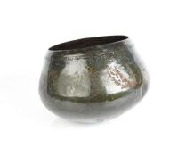 An Oriental Green Lacquered Keyed Seam Metal Bowl/Gong