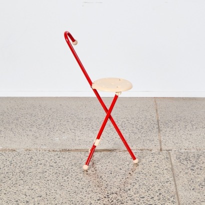 A Retro Ulisse Folding Stool & Walking Stick by Ivan Loss for Sandrigarden