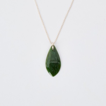 A Vintage Greenstone Pendant on Sterling Silver Chain