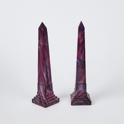 A Pair Of Victorian Slag Glass Obelisks