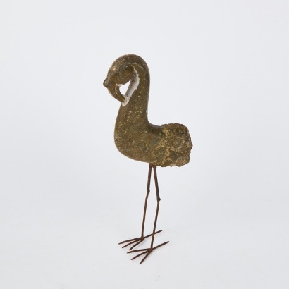 A Carved Stone Wading Bird Statue