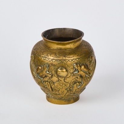 A Vintage Brass Dragon Pot