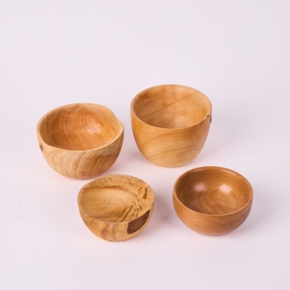 Four Wood Turned Bowls
