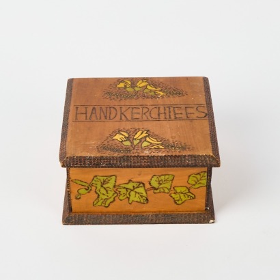 A Pokerwork Handkerchief Box