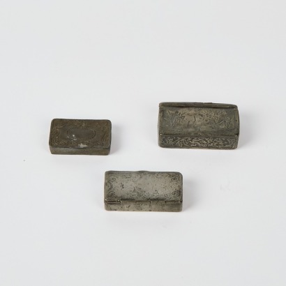 A Trio Of Pewter Snuff Tins