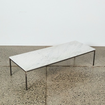 A Carrara Marble Coffee Table on Steel Frame