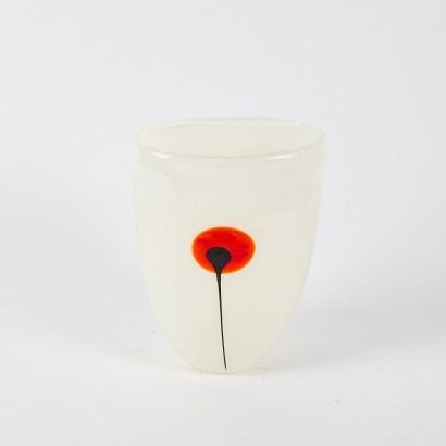 A Speckled Hand Blown Glass Poppy Vase