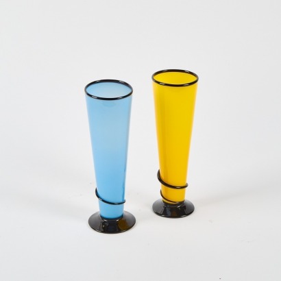 A Pair of Signed Hoglund Art Glass Vases, 1997