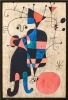 A Joan Miro Reproduction Print 'Figures and Dog in Front of the Sun'