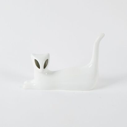 A White Ceramic Cat Ornament