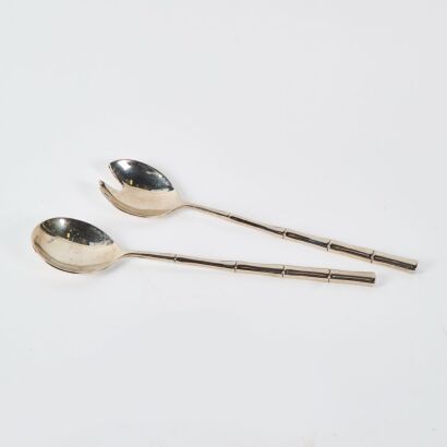 A Pair Of Bamboo Inspired Salad Servers