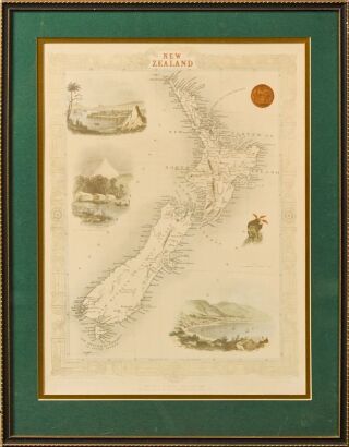 A John Tallis Map of New Zealand, Licensed 1967 Reproduction Print