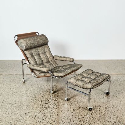 A 'Karin' Armchair and Ottoman Designed by Bruno Mathsson for Dux