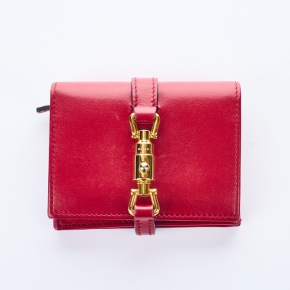 Gucci, Red Jackie Card Case Wallet with Box