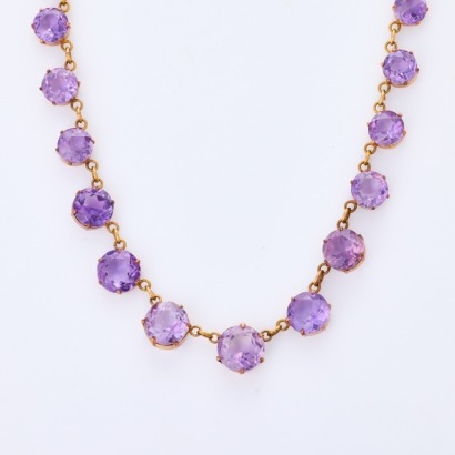 9ct Yellow Gold, Vintage, Amethyst Multi-stone Necklace
