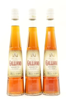 (3) Galliano Amaretto Liqueur, Italy, 28% ABV, 500ml