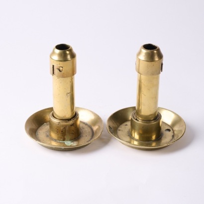 A Pair of Trench Art Antique Brass Ship's Candlesticks