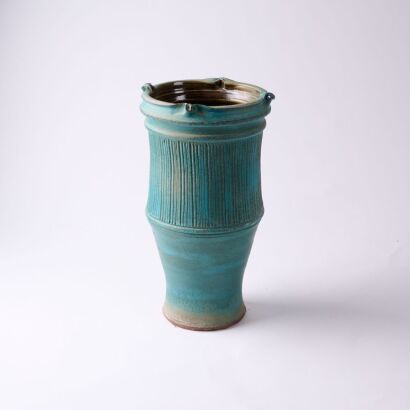 A Large Graeme Storm Barium Blue Vase