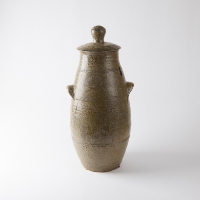 A Large Salt Glazed Neil Grant Lidded Floor Pot