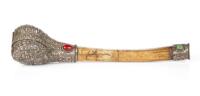A Rare and Unusual Ornate Silver and Bone 'Kangling'