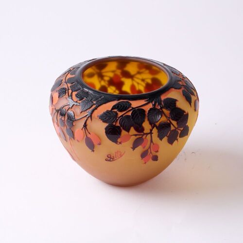 An Emile Gall&eacute; Rosehip Cameo Vase