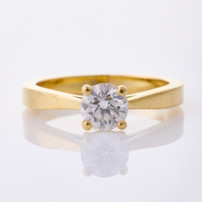 18ct Yellow Gold, Jewellers Workshop, Modern, .60ct Diamond Solitaire Ring