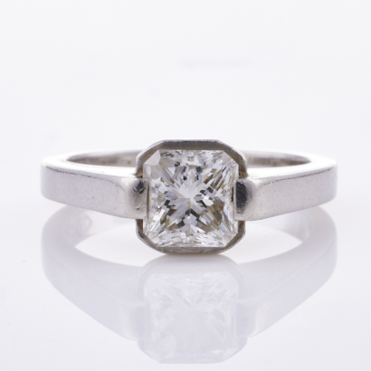 Platinum, 1.18ct Princess Cut, Internally Flawless Solitaire Diamond Ring
