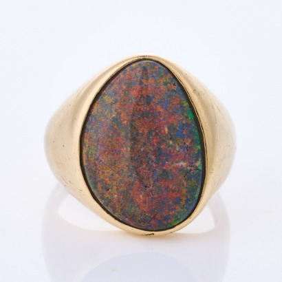 14ct Yellow Gold, Vintage, 10.50ct Black Opal Ring