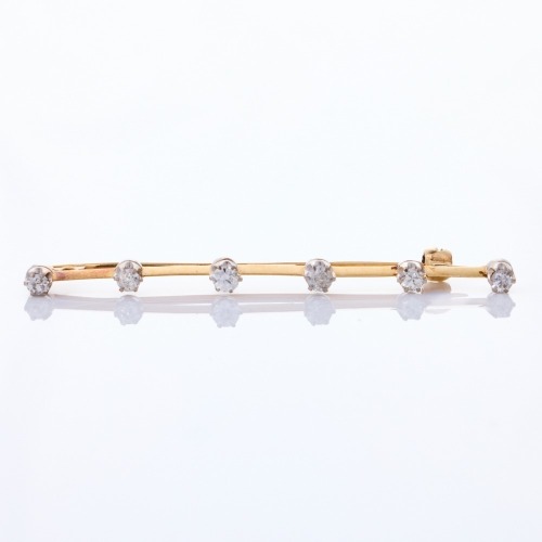 18ct Yellow Gold, Estate, .50ct Diamond Bar Brooch