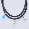 Ole Lyngaard, Leather Bracelet with Three "Sweet Drops Charms", One in Gold /10.60ct Blue Topaz /.19ct Diamond