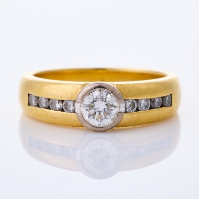 18ct Yellow / White Gold, Modern, .45ct Diamond / .24ct Diamond Ring