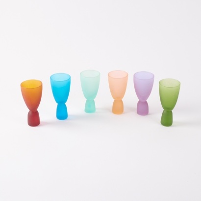 Six Cast Glass Goblets