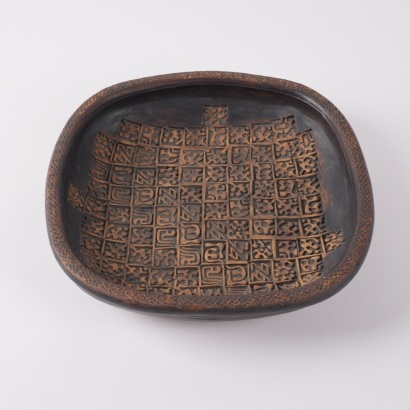 A Rare and Important Theo Schoon Press Moulded Stoneware Dish