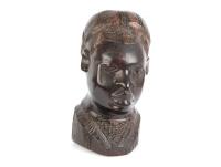 A Well Carved West African Dark Hardwood Portrait Bust