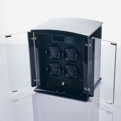 Elma, Motion Cornoa 4 Wristwatch Winder Case in Black Piano Finish