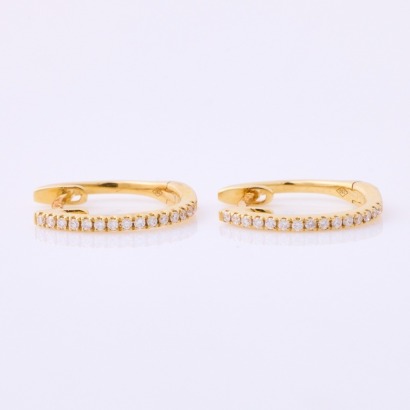 18ct Yellow Gold, .15ct Diamond Hoops