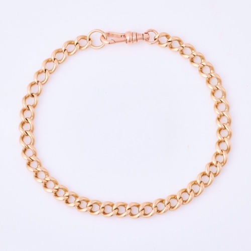 12ct Yellow Gold, 19cm Curb Link Bracelet with 9ct Yellow Gold Albert Clasp