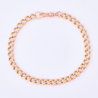 12ct Yellow Gold, 19cm Curb Link Bracelet with 9ct Yellow Gold Albert Clasp