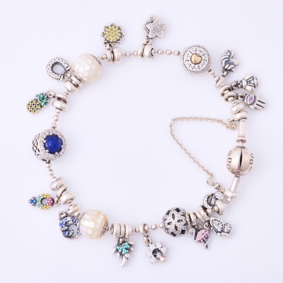 Sterling Silver, Pandora, Bracelet wtih Various Charms
