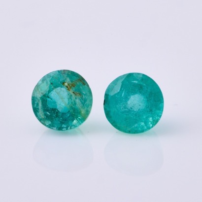 One Pair of 1.40ct, Loose Round Mixed Cut Emeralds