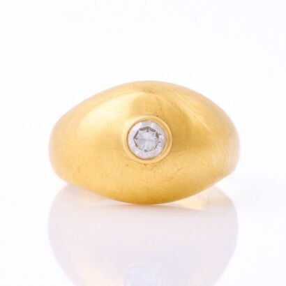 18ct Yellow Gold, .20ct Diamond Set Dome Ring